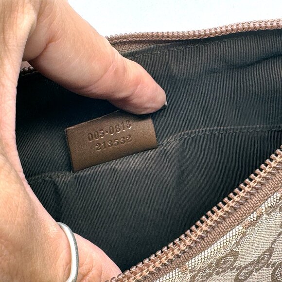 Gucci Vintage GG Pink Canvas Slim Pochette Mini Shoulder Bag COA Style #0050813 - Picture 9 of 13